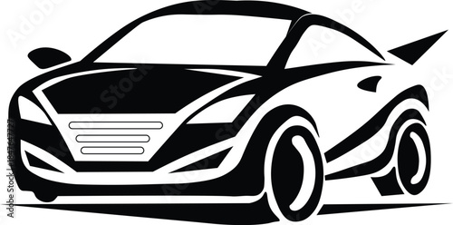 Black and white sports car silhouette logo icon vector graphic