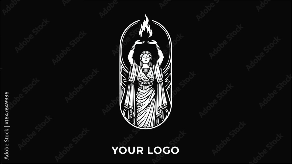 Obraz premium Mystical Angel with Sacred Flame Logo Design.