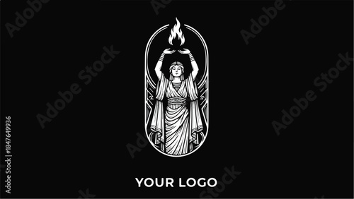 Mystical Angel with Sacred Flame Logo Design.