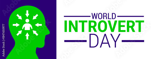 world introvert day background, banner, card or poster design template is observed every year during January, to raise awareness about the mission. Vector illustration.