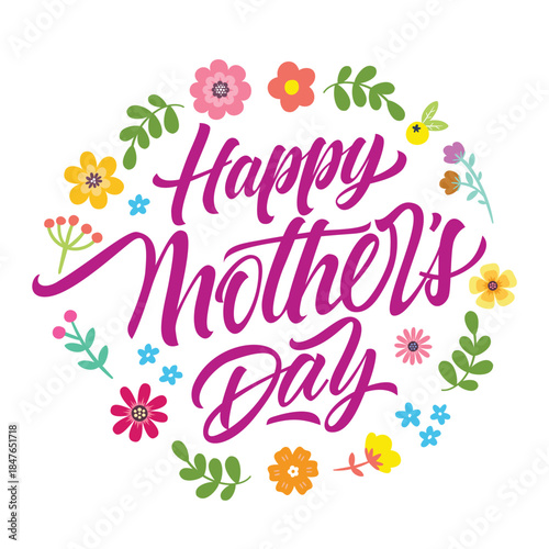 Mother's Day greetings. Mother's Day flower greeting cards, Mother's Day posters. Vector handcrafted calligraphy illustrations.