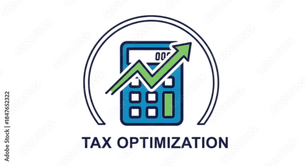 Fototapeta premium Calculator with rising arrow symbolizing financial growth and tax optimization