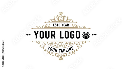 Vintage Luxury Ornament Logo Design Template.