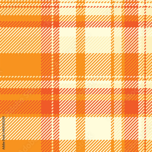Anniversary fabric check textile, trend tartan vector seamless. Valentines day background plaid pattern texture in orange and light yellow colors.