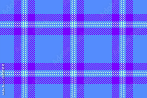 Commerce vector plaid tartan, fashionable check background pattern. Customized texture fabric textile seamless in blue and bright colors.