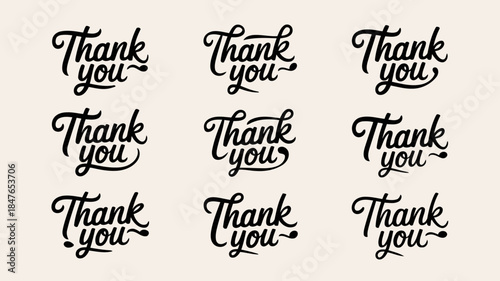 Elegant thank you messages in various stylish fonts and designs, perfect for cards, notes, and digital use
