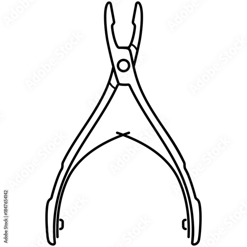 Bone Rongeurs. Heavy-duty surgical forceps with sharp, scoop-shaped tips used for cutting, gouging, and removing small pieces of bone and tough tissue. Medical sterile surgical instrument. Vector icon