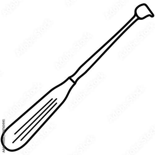 Adenoid Curettes. Surgical instrument with a sharp, ring-shaped blade designed for the removal of adenoid tissue in the nasopharynx. Medical sterile surgical instrument. Vector outline icon.