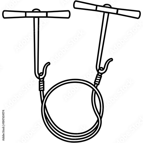 Gigli saw. Flexible wire saw used by surgeons for bone cutting and skull procedures in neurosurgery and orthopedics. Medical sterile surgical instrument. Vector outline icon.