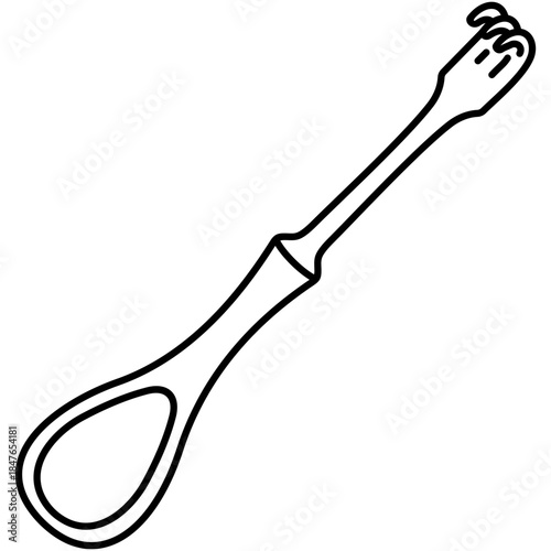 Hand-held retractors volkmann. Surgical rake instrument for holding back skin and soft tissue during orthopedic and general surgery. Medical sterile surgical instrument. Vector outline icon.