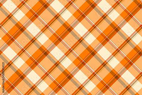Thin check pattern vector, styled texture fabric tartan. Handsome textile background plaid seamless in orange and persimmon colors.