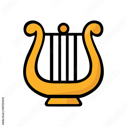 Roman Lyre Icon — Ancient Music Instrument. Classical antiquity icon designed in a modern flat vector style. Perfect for education, history projects, museums, presentations.