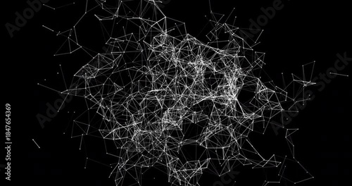 The abstract background comes to life thanks to the movable interweaving of dots and lines - they form a dynamic network that resembles a digital web. The patterns create a sense of depth and technolo