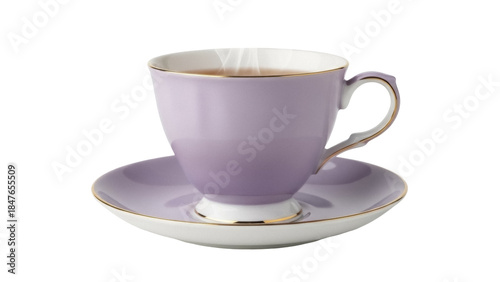 Photos Elegant lavender teacup and saucer isolated PNG, vintage porcelain tableware for