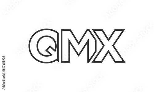 QMX logo design template with strong and modern bold text. Initial based vector logotype featuring simple and minimal typography. Trendy company identity.