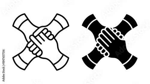 Interlocking hands symbol representing teamwork, unity, and partnership