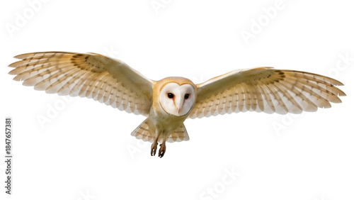Canvastavla Barn owl flying PNG isolated on transparent background, nocturnal bird of prey w