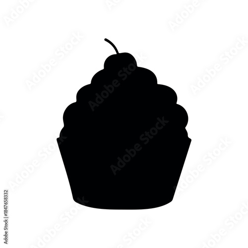 Cup cake silhouette vector flat illustration design.