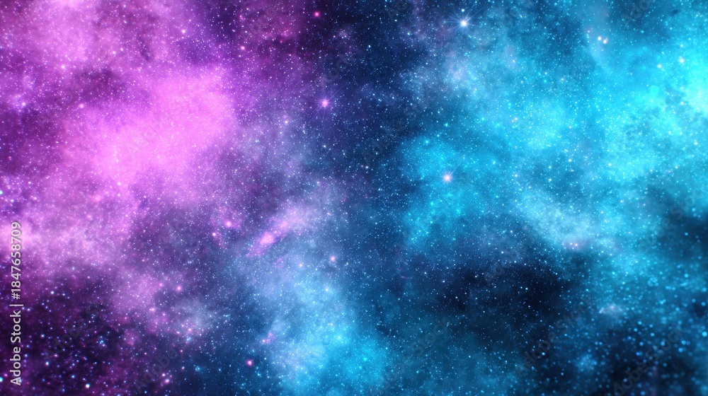 Naklejka premium Colorful cosmic clouds with stars in a vast space setting