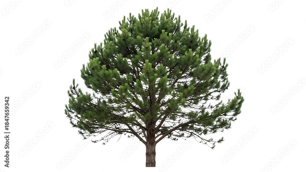 Fototapeta premium A tall green pine tree with branches and leaves