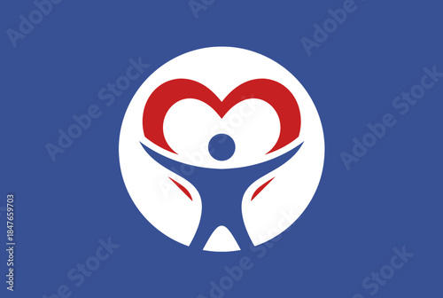 A logo featuring a human figure with a heart symbol, representing compassion, care, and the essence of humanity.
