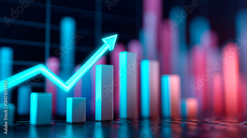 Financial Growth Arrow Chart, Business Analytics, Investment Success and Digital Finance Concept