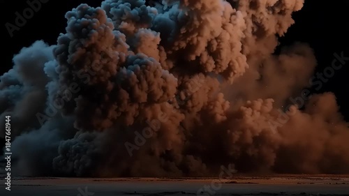 Dramatic Explosion Cloud - A Visual Spectacle of Fire and Smoke.