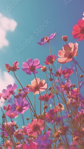 Dreamy Cosmos Field - A Floral Symphony Under the Sky.