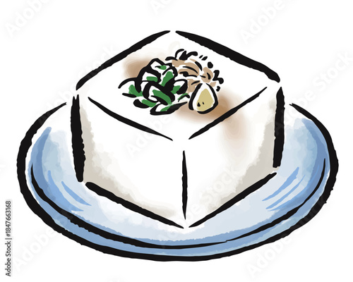 冷奴　筆タッチ手描きイラスト