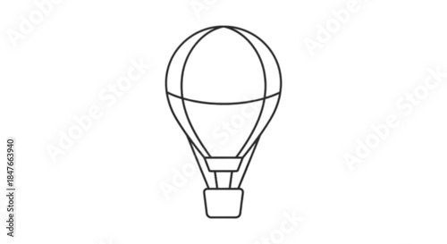 Simple line drawing of a hot air balloon on a white background, symbolizing adventure and travel.