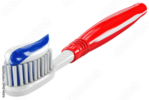 toothbrush with toothpaste isolated on transparent background