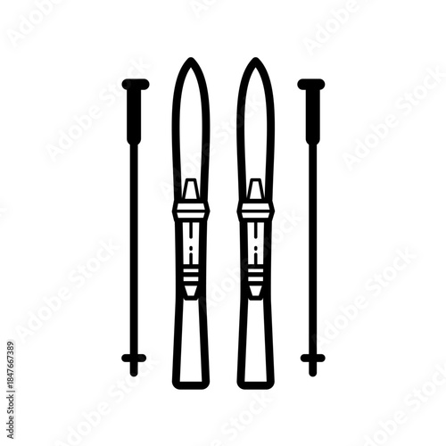 skis, skiing - simple vector icon