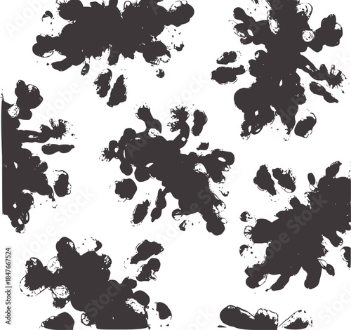 Contrast black and white abstract inkblot splatter pattern