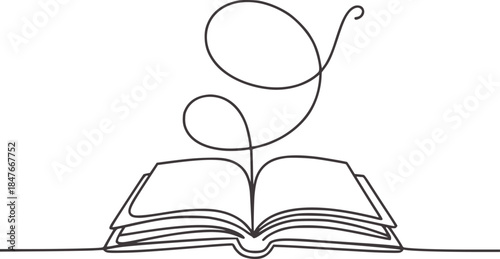 Minimalist line of an open book with curling pages