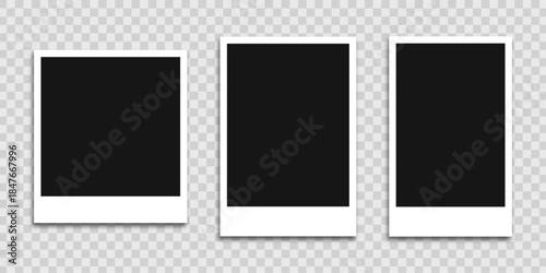 Realistic polaroid empty photo frame mock up with shadow Vector illustration