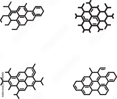 Four Black and White Chemical Structure Diagrams chemical structures
