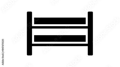 Minimalist Icon of a Double Bed Bed Frame with Headboard and Footboard in Simple Black Design for