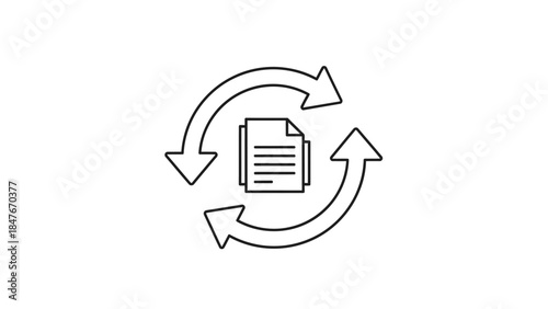 Minimalist icon representing document synchronization or data exchange process