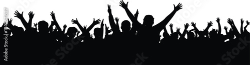 crowd, silhouette, unity, people, celebration, cheering, gathering, raised hands, community, event, festival, audience, excitement, support, activism, togetherness, public, energy, rally, group
