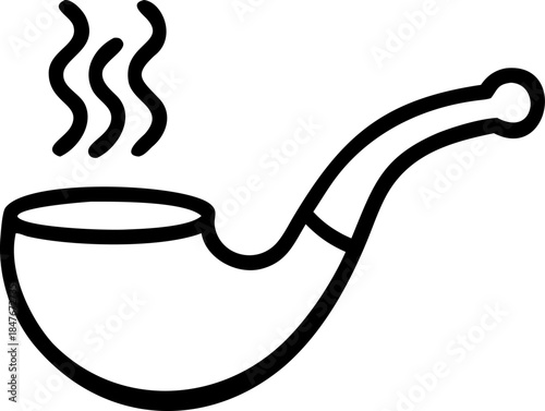 This is a simple line drawing of a smoking pipe with a puff of smoke rising from the bowl.