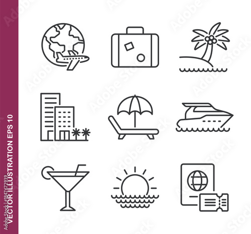 Vacation line icons - Mini collection and editable stroke series icon