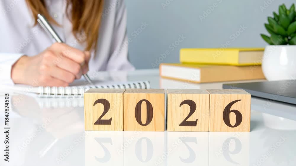 2026 block new year calendar wooden planning future concept time ...