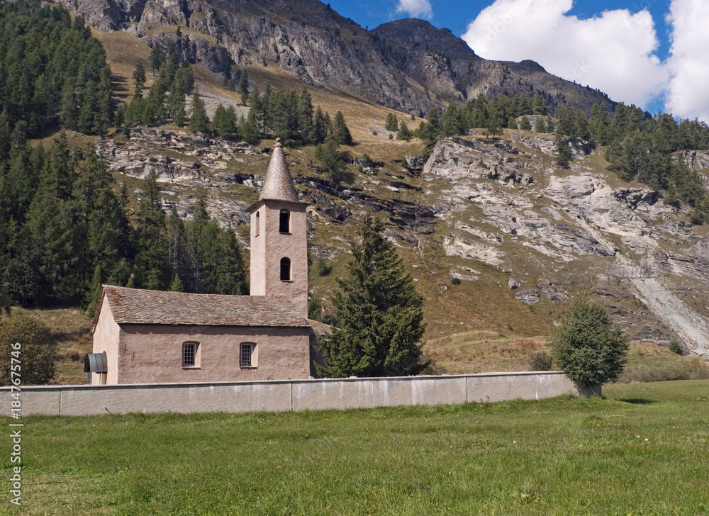 Fototapeta premium St. Laurence church in Sils, Engadin, Grisons, Switzerland