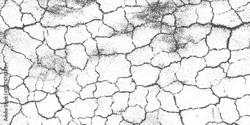 Cracked dry earth surface with stippled texture and dark lines ground