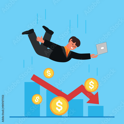 Visual representation of financial crisis and market downturn