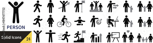 Person solid icons set collection vector graphic design