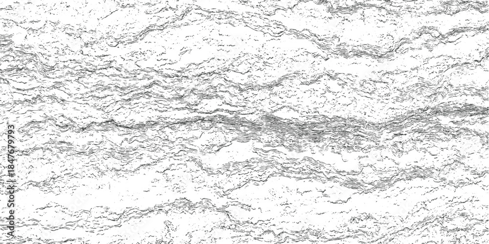 Fototapeta premium Black and white abstract textured background with wavy lines and speckles