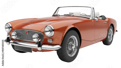 Konstfotografi Isolated Orange Vintage Convertible Car, Road Vehicle, Antique, Classic, Retro S