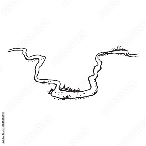 An isolated mountain river in vector style