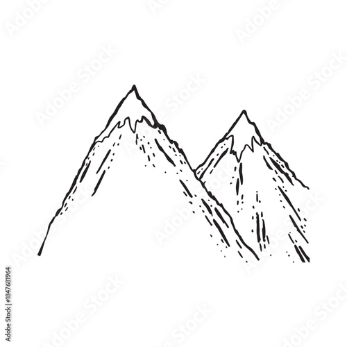 Two mountain peaks with glaciers
